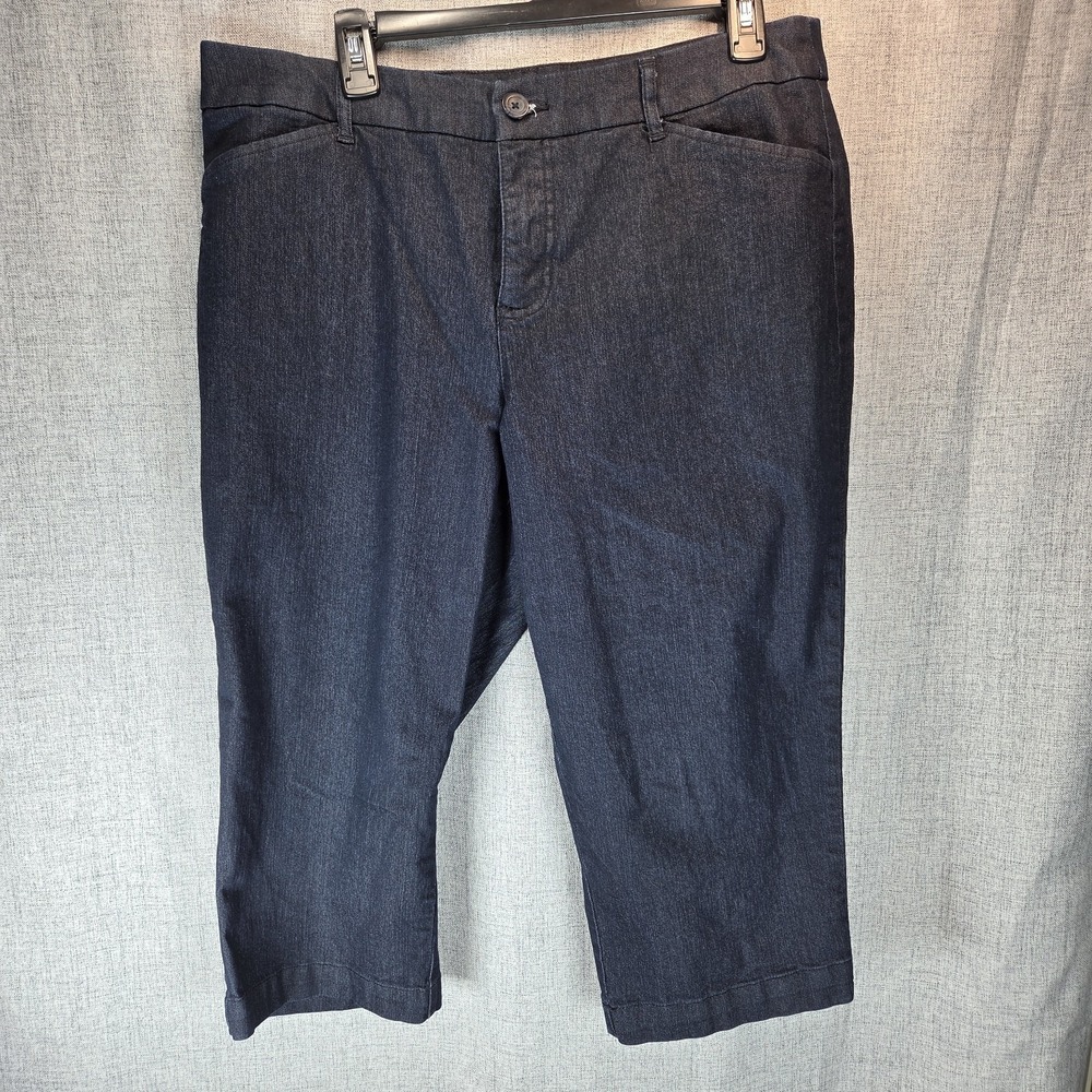St Johns Bay Jeans Women 14 Blue High Rise Capri Stretch Denim Casual
